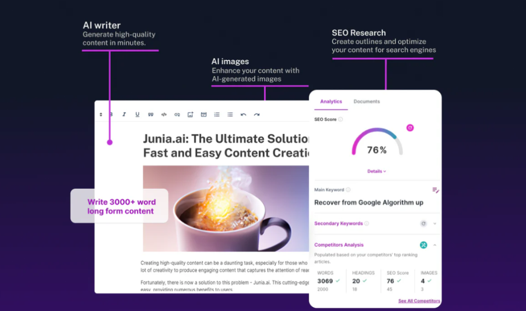 what is Junia AI, how to use Junia AI, Junia AI features, best AI tools 2025, AI for business, AI tools for marketing